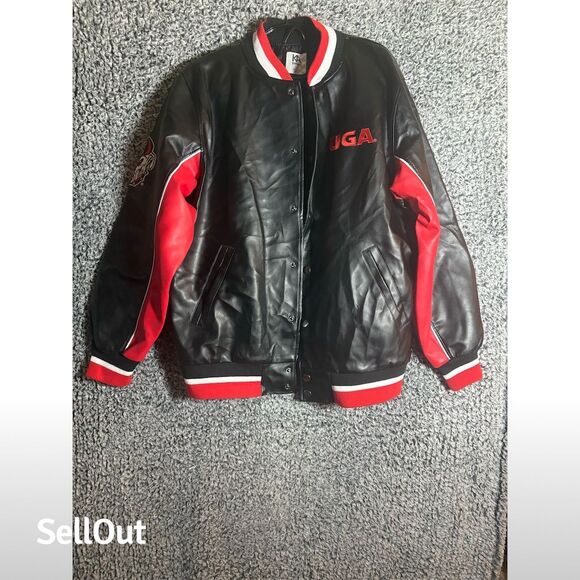 Men's Varsity Jacket Black Size L Vintage Georgia Bulldogs